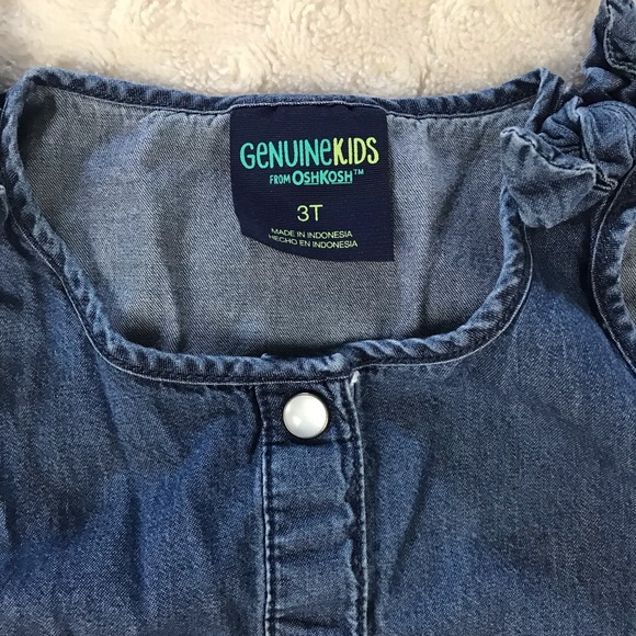 Genuine Kids by OshKosh Blue Chambray Romper 3T - Picture 4 of 5